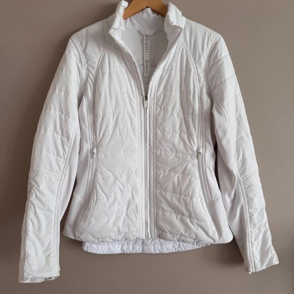 Lululemon White Another Mile Full Zip Athletic Running Jacket Size 10 - No Hood - Picture 1 of 9